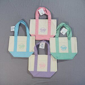Trader Joes Canvas Tote Bag Set Limited Edition 2025 Collectible Spring Pastel